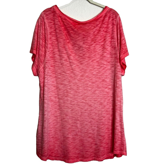 Maurices Womens Tee Size 2X Heathered Pink Short Sleeve Scoop Neck Cotton Modal - Picture 3 of 7